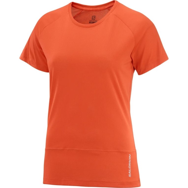 Camiseta Salomon Cross Run Curta Sleeve Feminino Coral | PT M19603